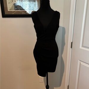 Windsor Black V-Neck Mini Dress